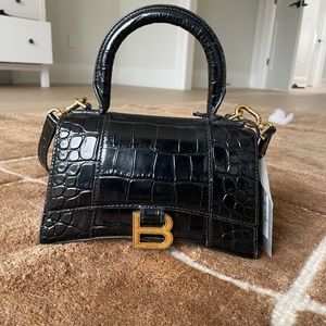 Balenciaga hourglass XS crocodile embossed